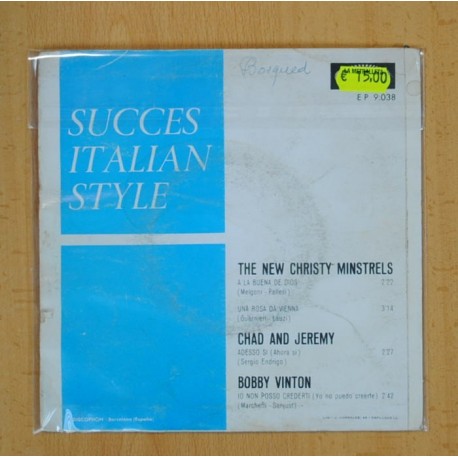 THE NEW CHRISTY MINSTRELS, CHAD AND JEREMY & BOBBY VINTON - SUCCESS ITALIAN STYLE - EP