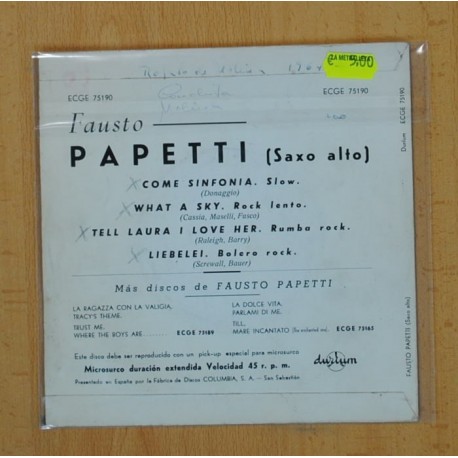 FAUSTO PAPETTI - COME SINFONIA + 3 - EP