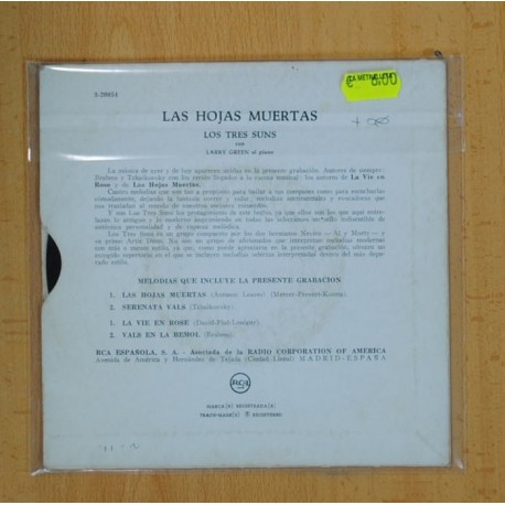 LOS TRES SUNS - LAS HOJAS MUERTAS + 3 - EP