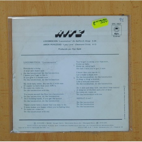 RITZ - LOCOMOCION / AMOR PEREZOSO - SINGLE