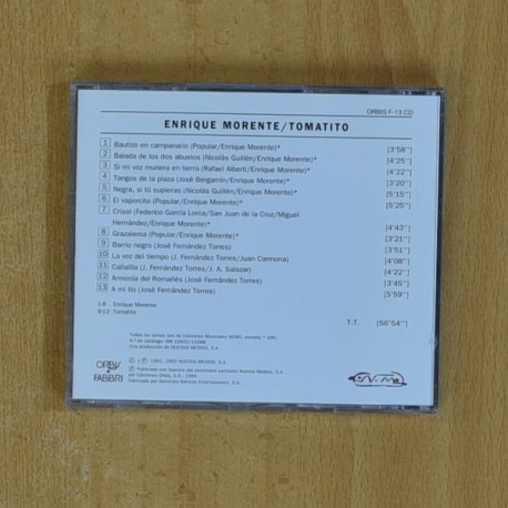 ENRIQUE MORENTE / TOMASITO - ARTE FLAMENCO - CD