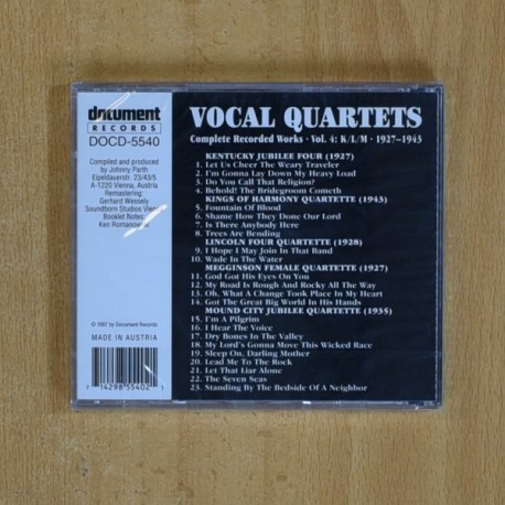 VARIOS - VOCAL QUARTETS VOLUME 4 - CD