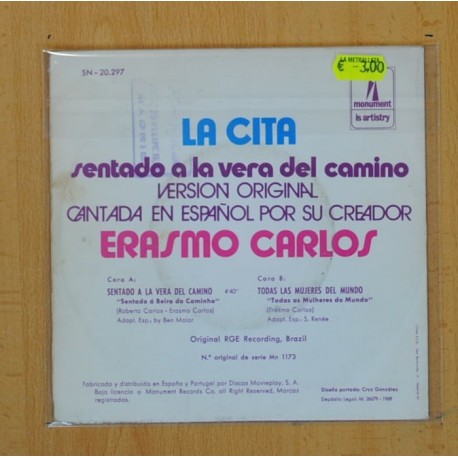 ERASMO CARLOS - SENTADO A LA VERA DEL CAMINO / TODAS LAS MUJERES DEL MUNDO - SINGLE