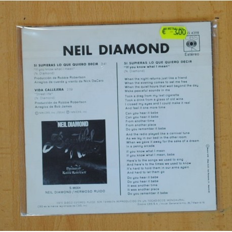 NEIL DIAMOND - SI SUPIERAS LO QUE QUIERO DECIR / VIDA CALLEJERA - SINGLE