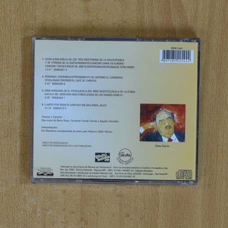 FEDERICO GARCIA LORCA - POEMAS E CANCONS - CD