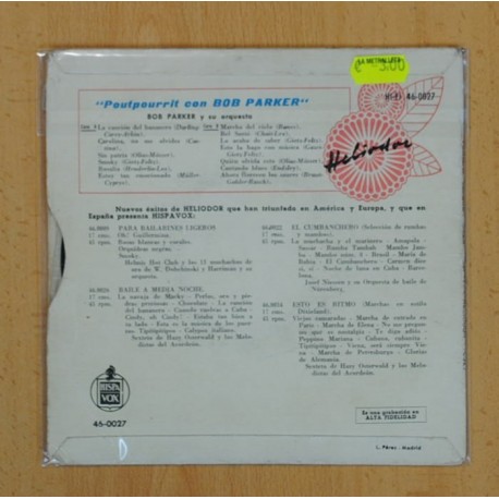 BOB PARKER Y SU ORQUESTA - POUTPOURRIT CON BOB PARKER - EP