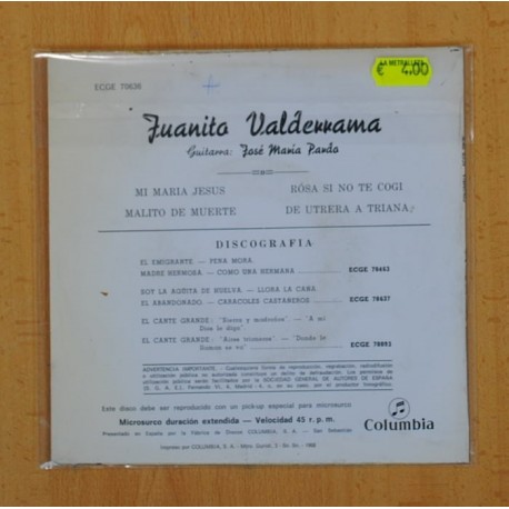 JUANITO VALDERRAMA - MI MARIA JESUS + 3 - EP