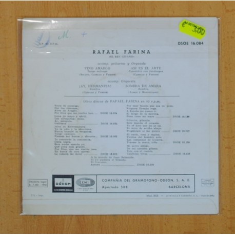 RAFAEL FARINA - VINO AMARGO + 3 - EP