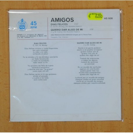 AMIGOS - DIAS FELICES / QUIERO DAR ALGO DE MI - SINGLE