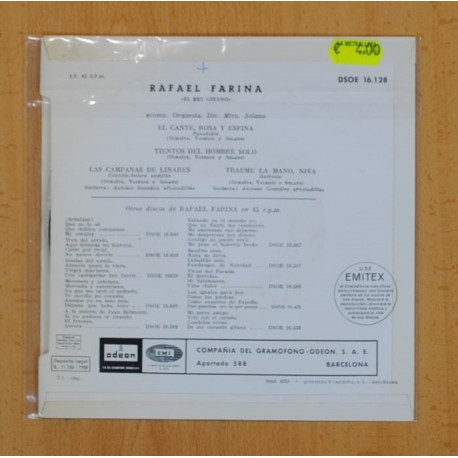 RAFAEL FARINA - EL CANTE, ROSA Y ESPINA + 3 - EP