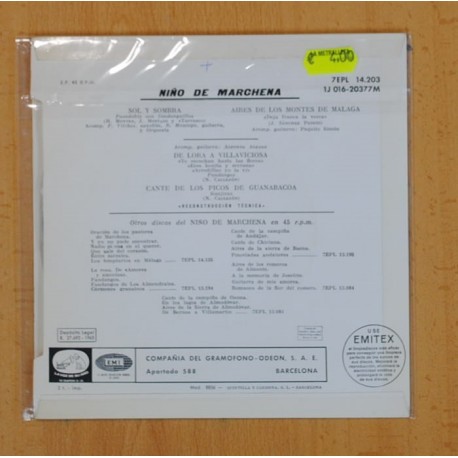 NIÃO DE MARCHENA - SOL Y SOMBRA + 3 - EP