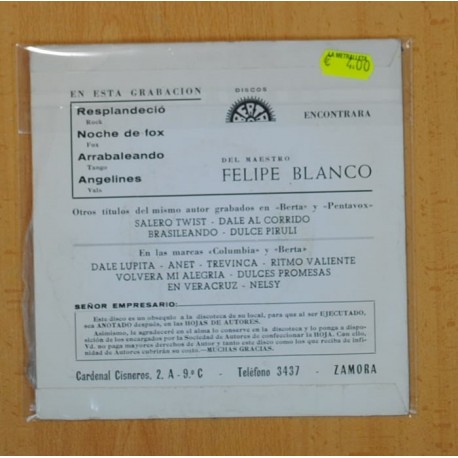 FELIPE BLANCO (RITMOS PARA BAILAR) - RESPLANDECIO + 3 - EP