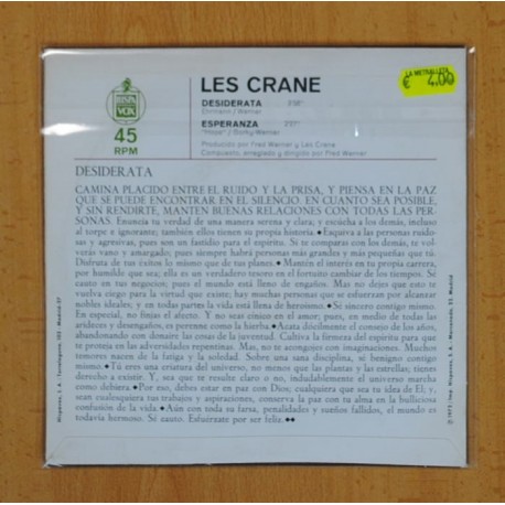 LES CRANE - DESIDERATA / ESPERANZA - SINGLE