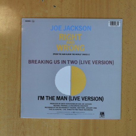 JOE JACKSON - RIGHT AND WRONG - MAXI