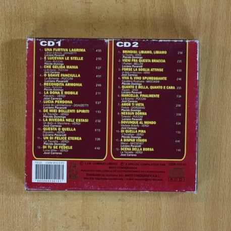 JOSE CARRERAS / PLACIDO DOMINGO / LUCIANO PAVAROTTI - 3 TENORES - 2 CD