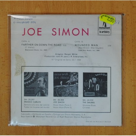 JOE SIMON - FARTHER ON DOWN THE ROAD / WOUNDED MAN - SINGLE