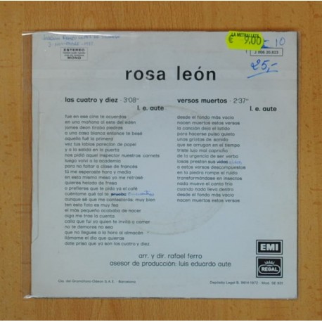 ROSA LEON - LAS CUATRO / DIEZ VERSOS MUERTOS - SINGLE