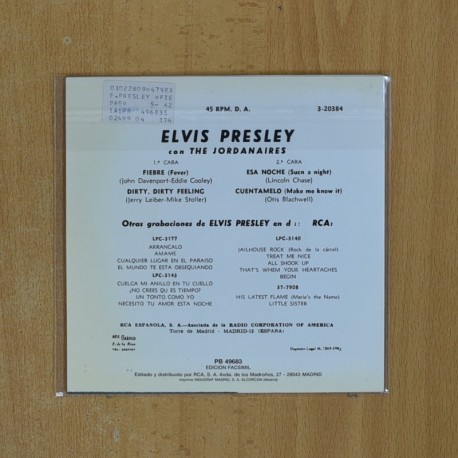 ELVIS PRESLEY - FIEBRE + 3 - EP