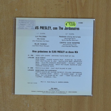 ELVIS PRESLEY - LA PALOMA + 3 - EP