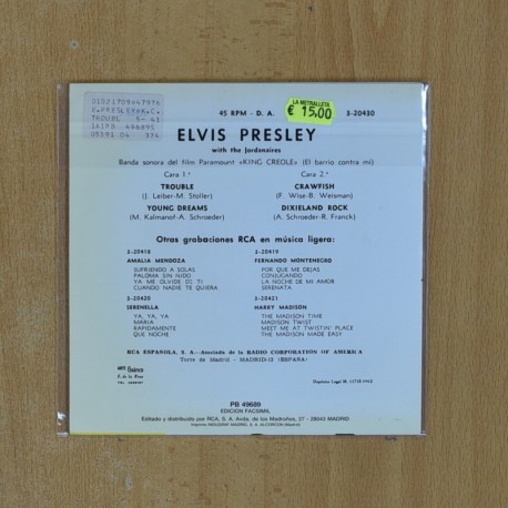 ELVIS PRESLEY - KING CREOLE - EP