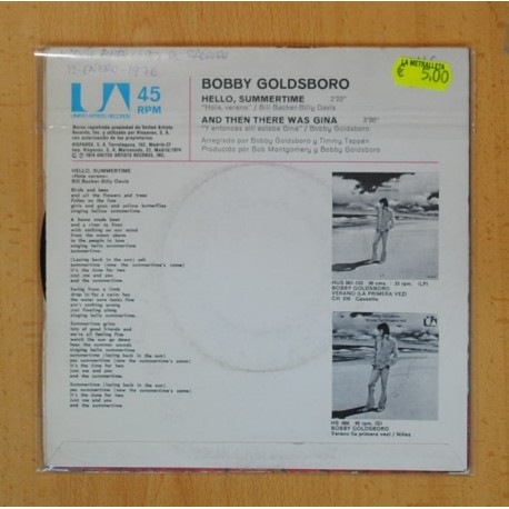 BOBBY GOLDSBORO - HELLO, SUMMERTIME / AND THEN THERE WAS GINA - SINGLE