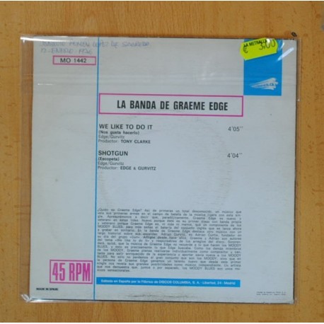 LA BANDA DE GRAEME EDGE - WE LIKE TO DO IT / SHOTGUN - SINGLE