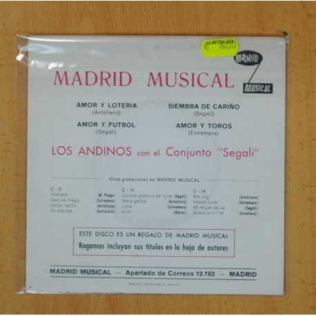 LOS ANDINOS CON EL CONJUNTO SEGALI - AMOR Y LOTERIA + 3 - EP