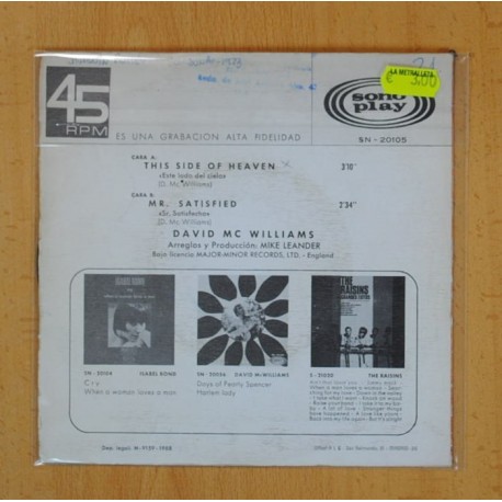 DAVID MC WILLIAMS - ESTE LADO DEL CIELO / SR. SATISFECHO - SINGLE