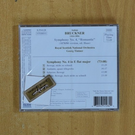 BRUCKNER - SYMPHONY NO 4 - CD