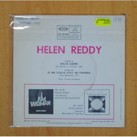 HELEN REDDY - DELTA DAWN / IF WE COULD STILL BE FRIENDS - SINGLE