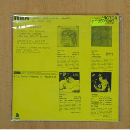 JOSE FELICIANO - MAGNOLIA / IT DOESNÂ´T MATTER - SINGLE