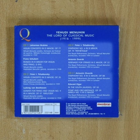 YEHUDI MENUHIN - THE LORD OF CLASSICAL MUSIC 1916 / 1999 - 4 CD