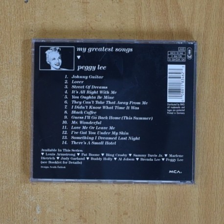PEGGY LEE - MY GREATEST SONGS - CD