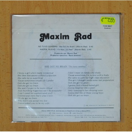 MAXIM RAD - NO TUVO CEREBRO / AHORA, NUEVO - SINGLE