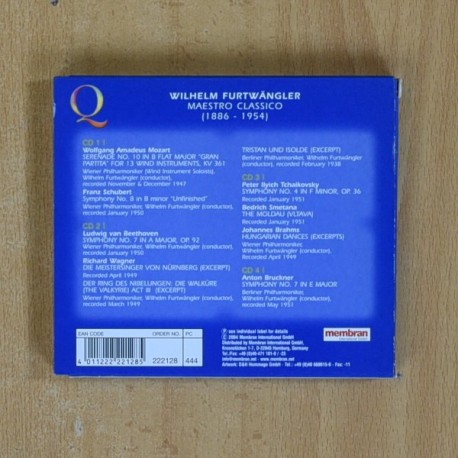 WILHEM FURTWANGLER - MAESTRO CLASSICO 1886 / 1954 - CD
