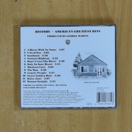 AMERICA - AMERICAS GREATEST HITS HISTORY - CD