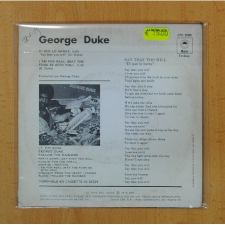 GEORGE DUKE - DI QUE LO HARAS / I AM FOR REAL (MAY THE FUNK BE WITH YOU) - SINGLE