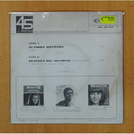 ISMAEL - ULTIMAS NOTICIAS / DESPUES DEL SILENCIO - SINGLE