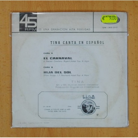 TINA - EL CARNAVAL / LA HIJA DEL SOL - SINGLE