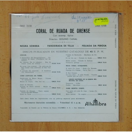 CORAL DE RUADA DE ORENSE - NEGRA SOMBRA + 2 - EP