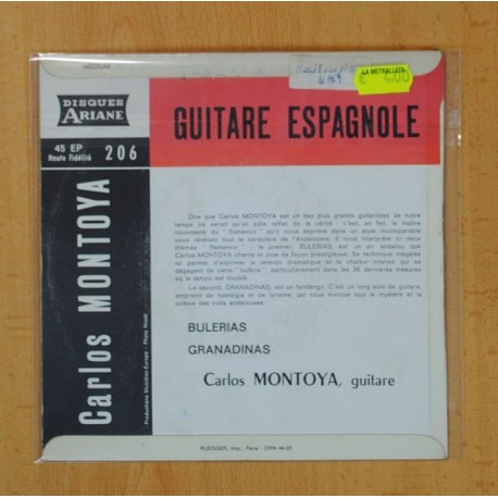 CARLOS MONTOYA - BULERIAS GRANADINAS - SINGLE