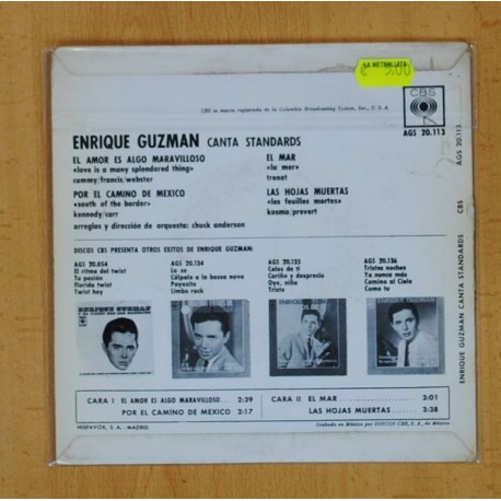 ENRIQUE GUZMAN - EL AMOR ES ALGO MARAVILLOSO + 3 - EP