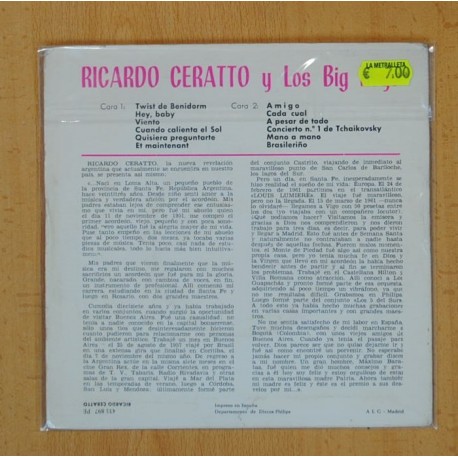 RICARDO CERATTO Y LOS BIG BOYS - TWIST DE BENIDORM + 11 - EP