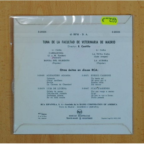 TUNA DE LA FACULTAD DE VETERINARIA DE MADRID - CARRASCOSA + 3 - EP