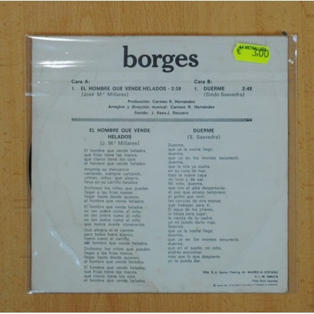 BORGES - EL HOMBRE QUE VENDE HELADOS / DUERME - SINGLE