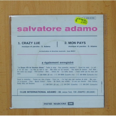 ADAMO - CRAZY LUE / MON PAYS - SINGLE