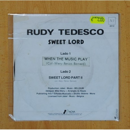 RUDY TEDESCO - WHEN THE MUSIC PLAY / SWEET LORD - SINGLE