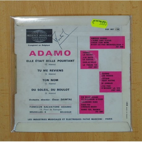 ADAMO - ELLE ETAIT BELLE + 3 - EP