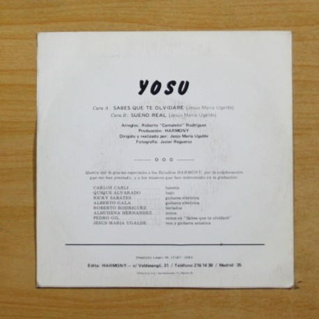 YOSU - SABES QUE TE OLVIDARE / SUEÃO REAL - SINGLE