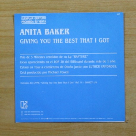 ANITA BAKER - GIVING YOU THE BEST THAT I GOT - SINGLE